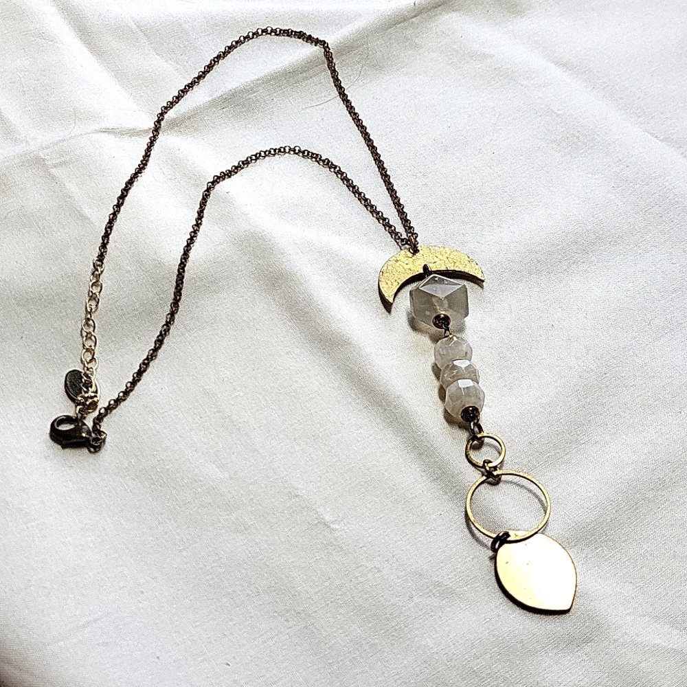 Hespera Moonstone Necklace with Cresent Moon